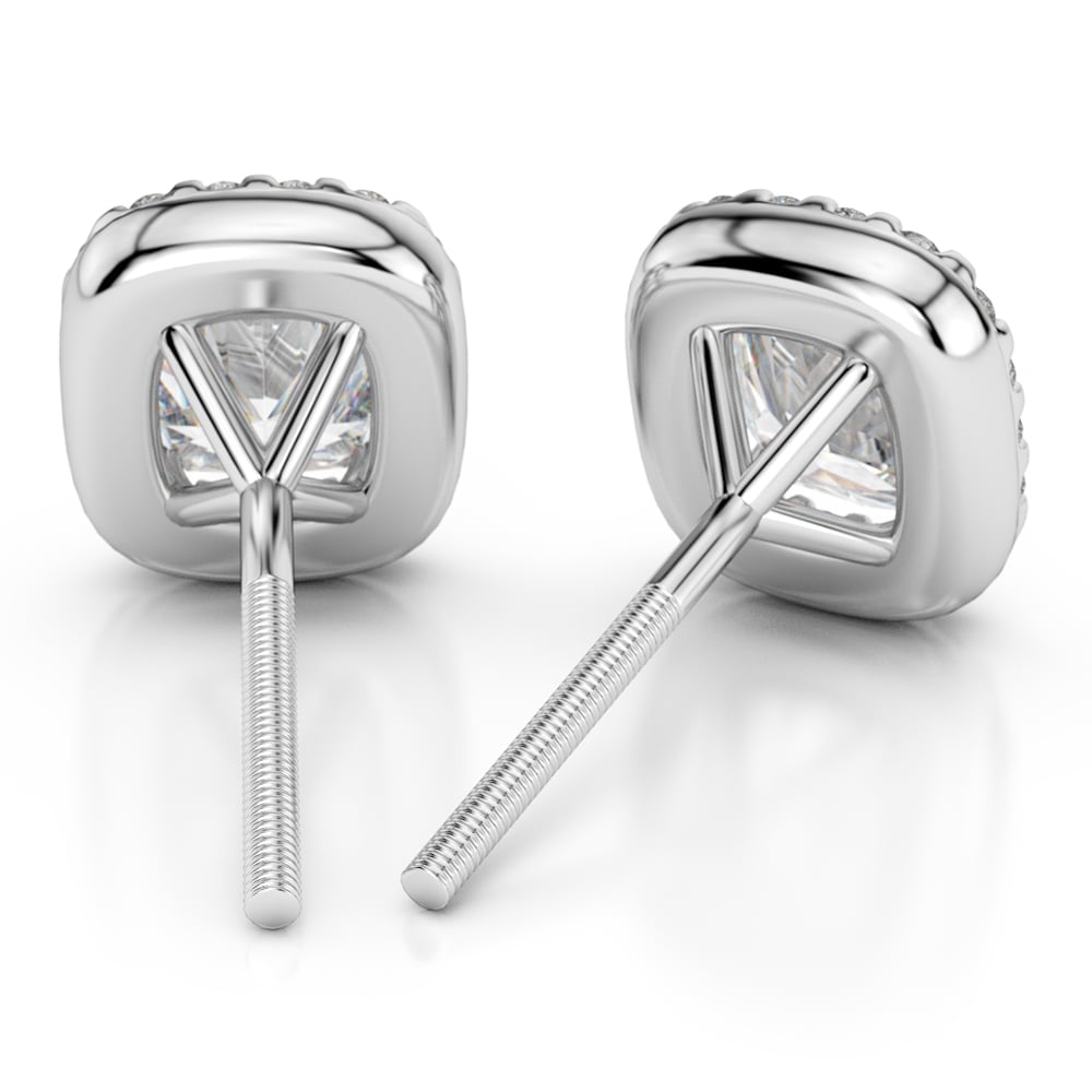 Halo Cushion Diamond Earrings in Platinum (2 ctw) | 02