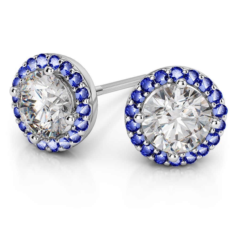 Halo Sapphire Earring Settings in White Gold | 01