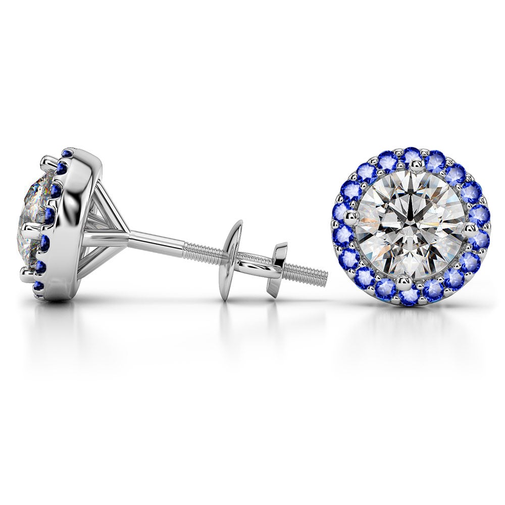 Halo Sapphire Earring Settings in White Gold | 03