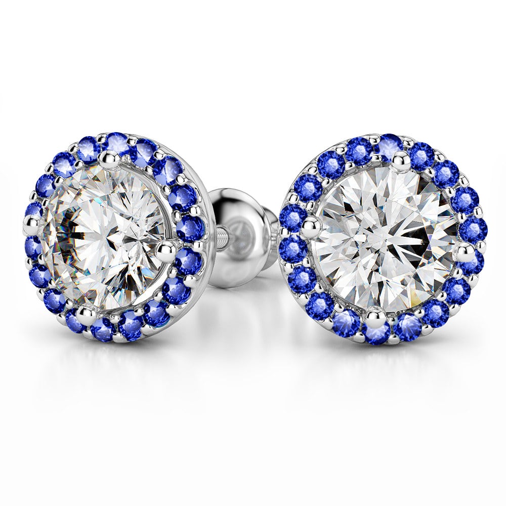 Halo Sapphire Earring Settings in White Gold | 04