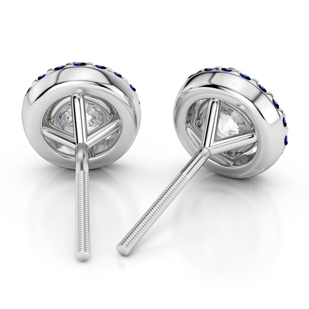 Halo Sapphire Earring Settings in White Gold | 02