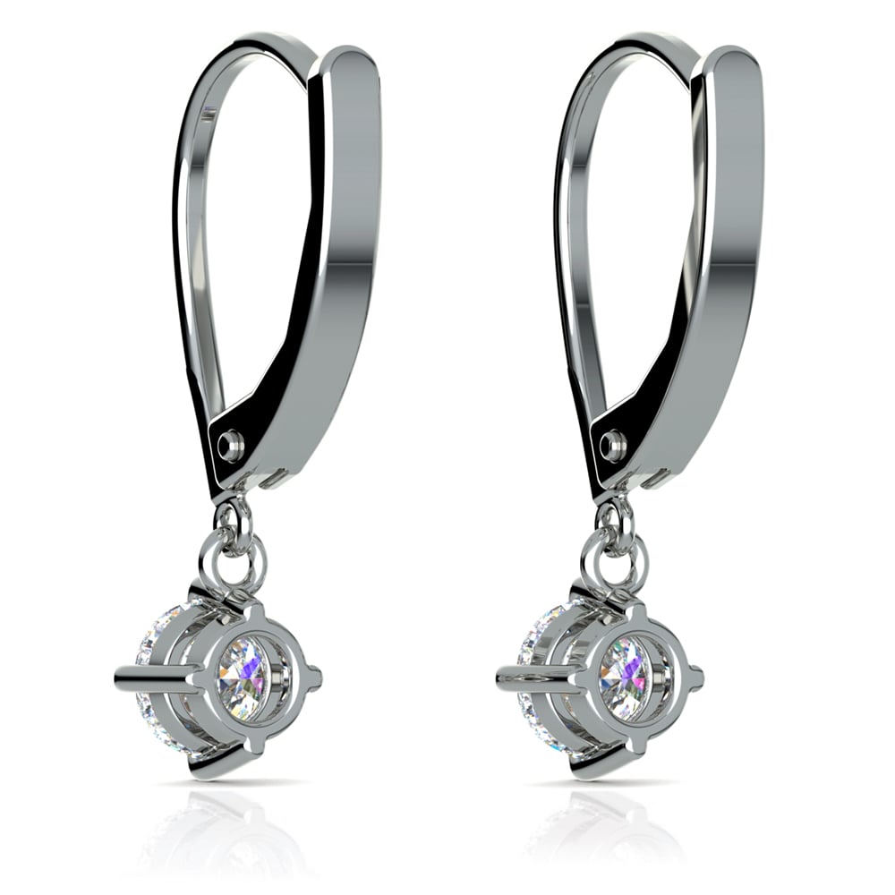 Leverback Diamond Earrings In White Gold With Dangle Settings  | 02