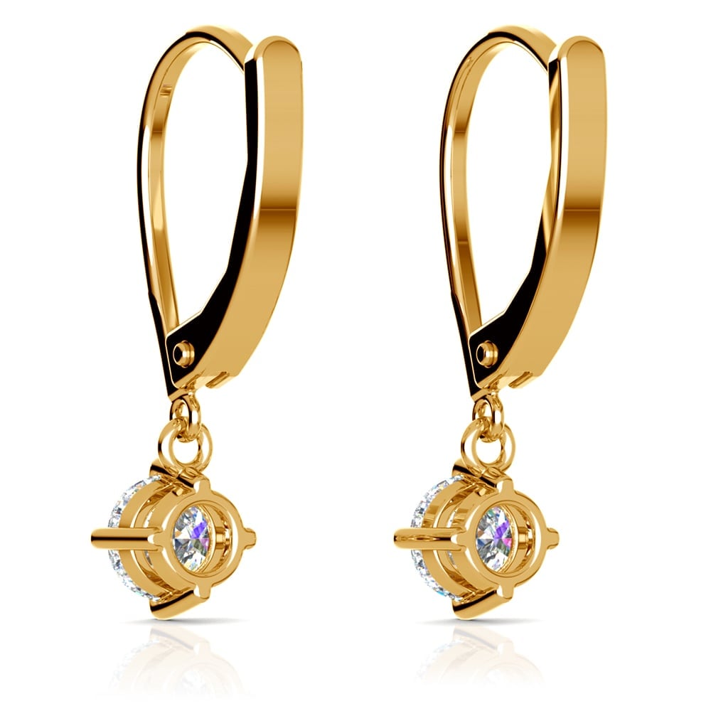 Leverback Diamond Earrings In Yellow Gold With Dangle Settings  | 02