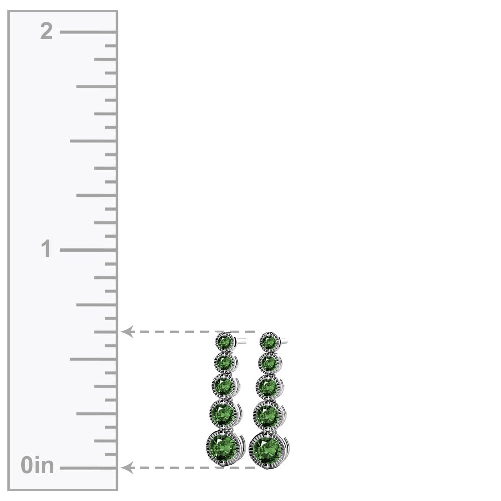 Emerald Drop Earrings In 14K White Gold (Milgrain Detail) | 02