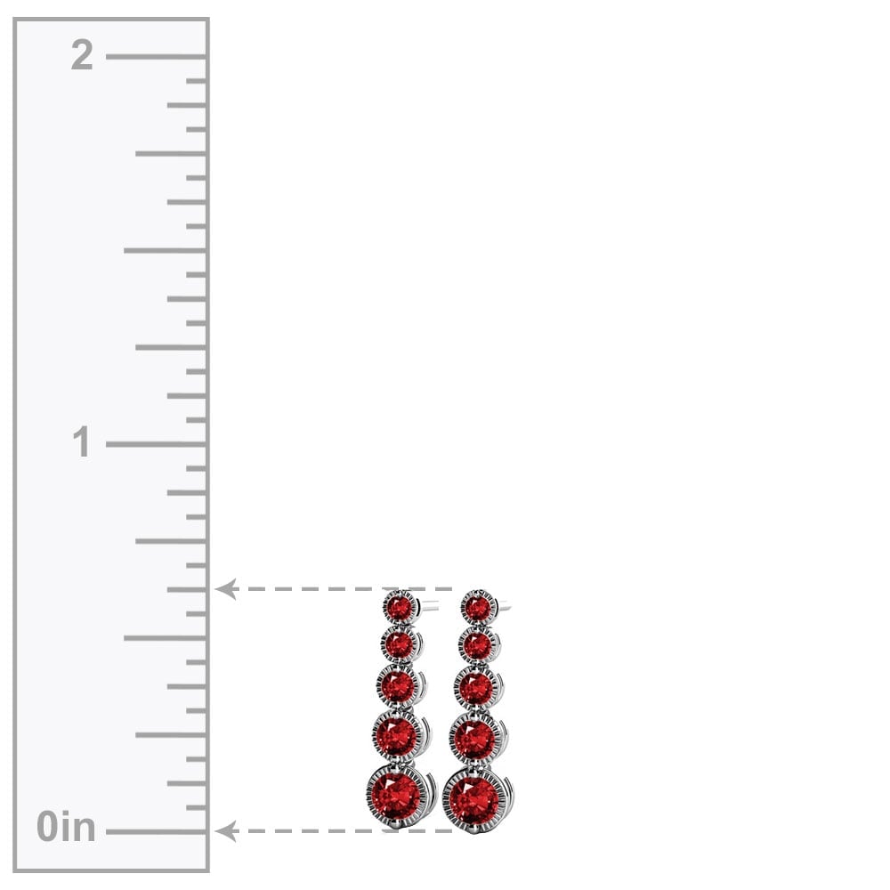 Ruby Drop Earrings In 14K White Gold (Milgrain Detail) | 02