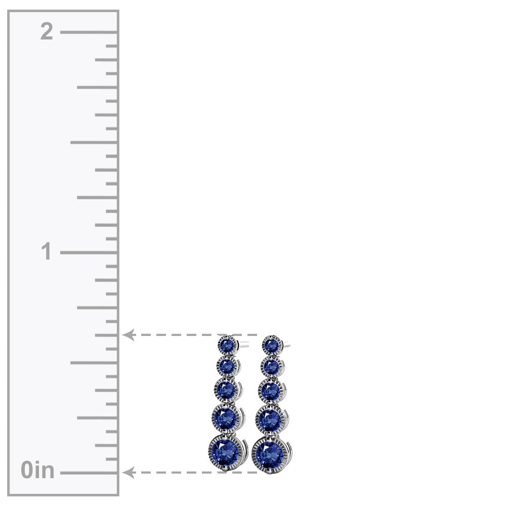 Sapphire Drop Earrings In 14K White Gold (Milgrain Detail) | 02