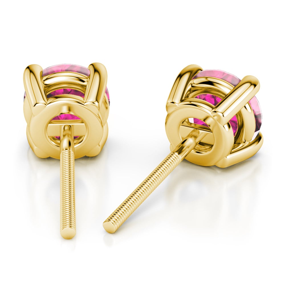 Pink Sapphire Stud Earrings In Gold (3.2 Mm) | 02