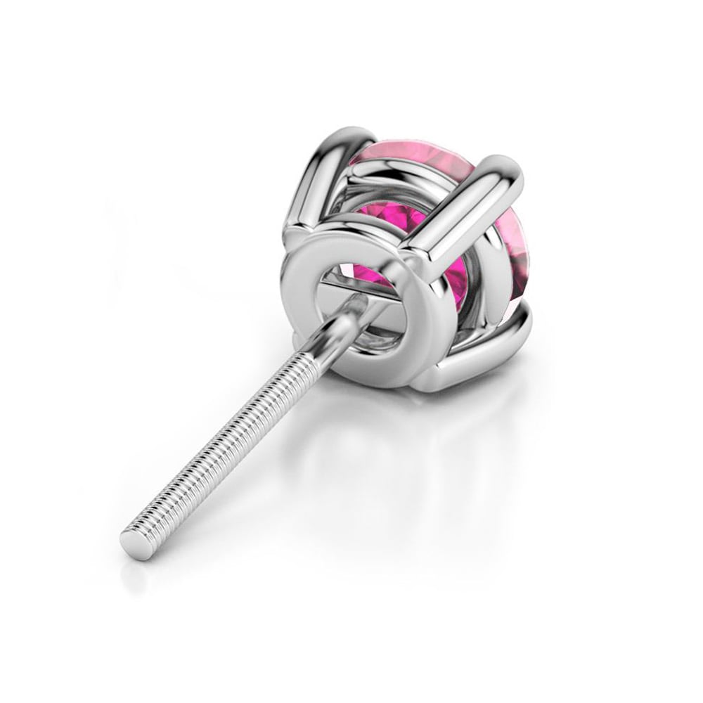 Pink Sapphire Stud Earring In White Gold (Single) | 02