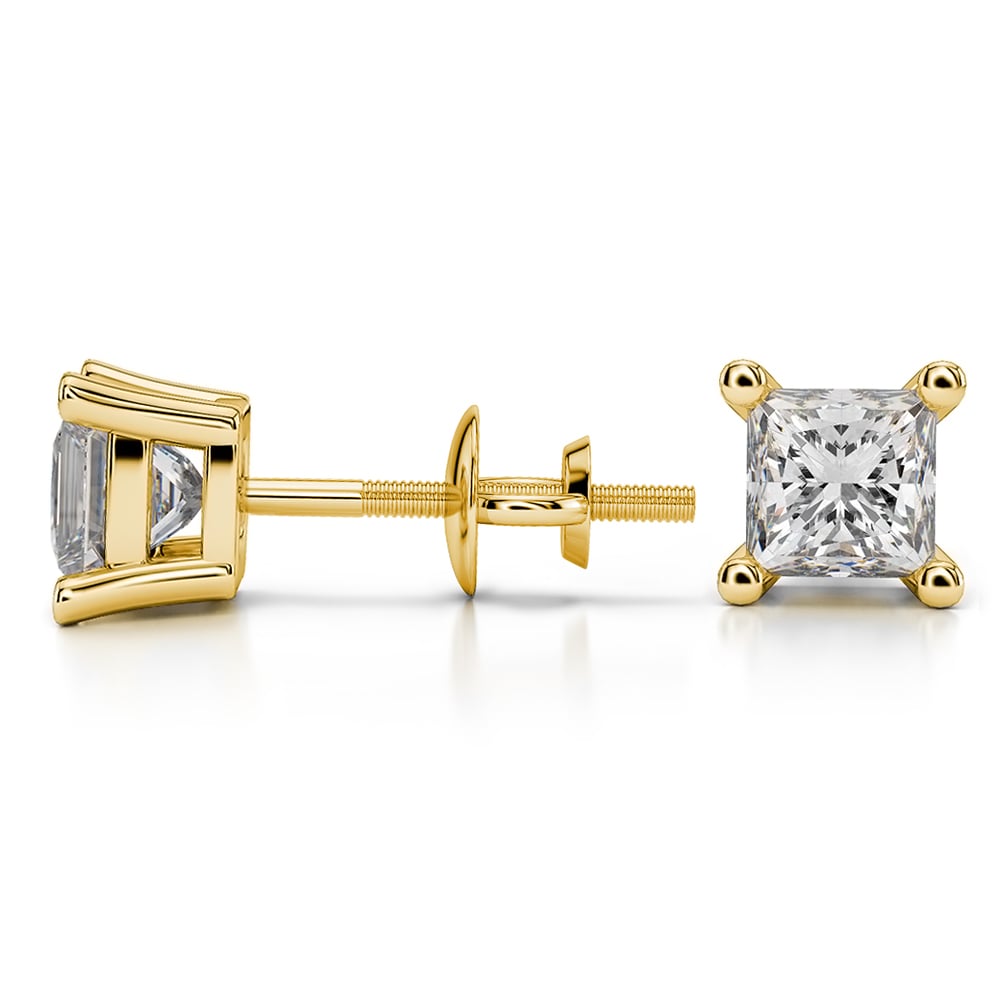 1 1/2 Ctw Princess Diamond Stud Earrings In Gold - Value Collection | 03