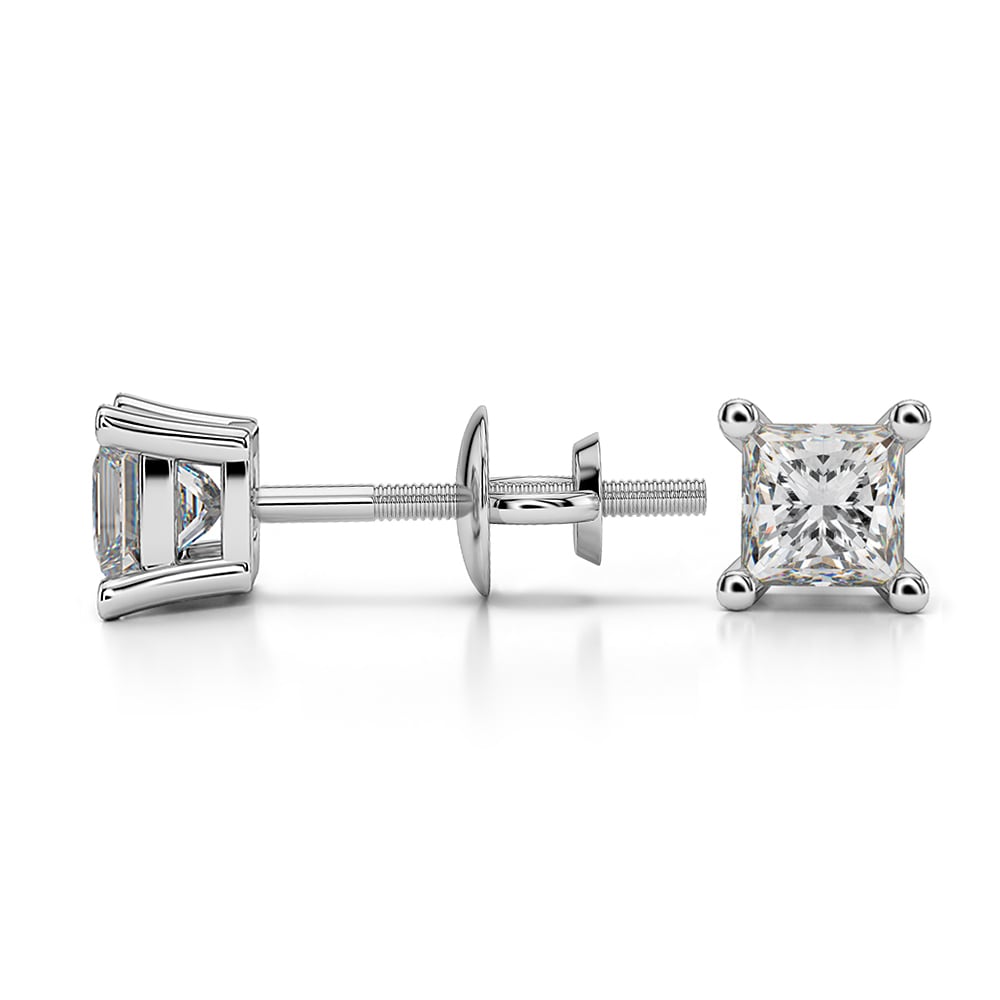 1/2 Ctw Princess Diamond Stud Earrings In Platinum - Value Collection | 03