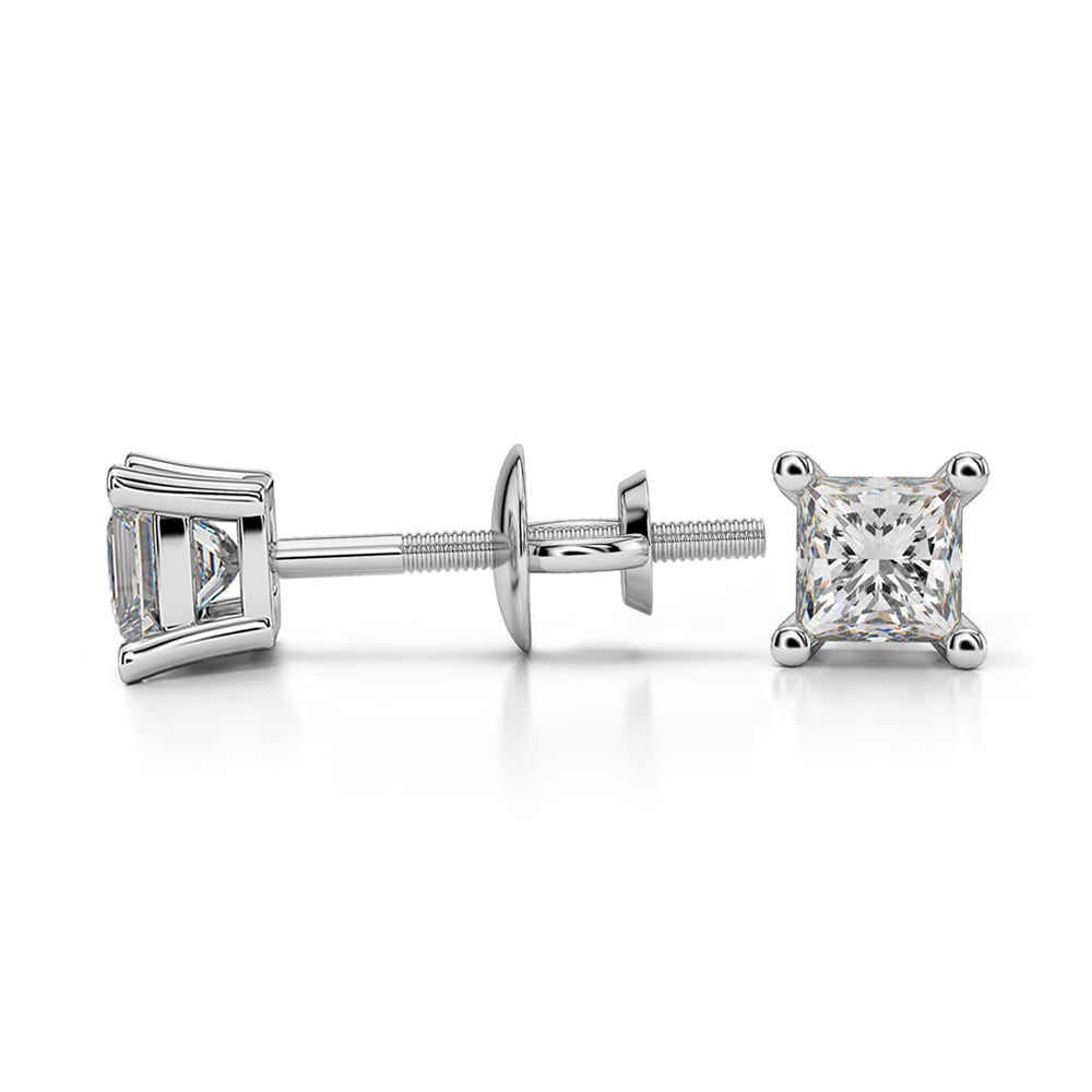 1/3 Ctw Princess Diamond Stud Earrings In White Gold - Value Collection | 03