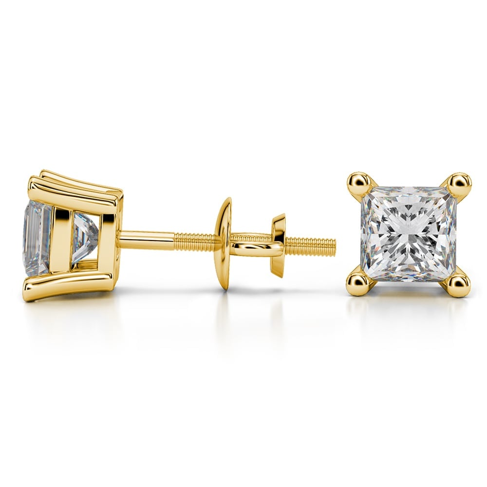 2 Ctw Princess Diamond Stud Earrings In Gold - Value Collection | 03