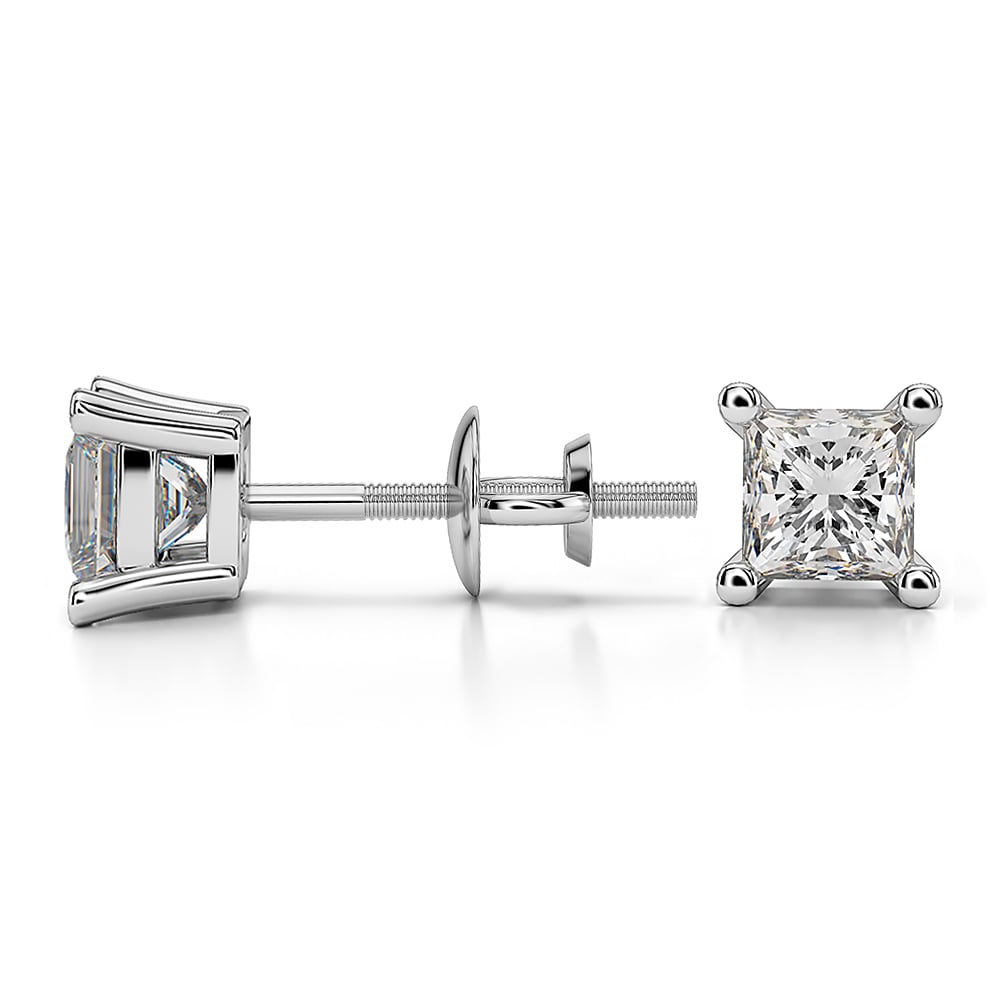 3/4 Ctw Princess Diamond Stud Earrings In Platinum - Value Collection | 03