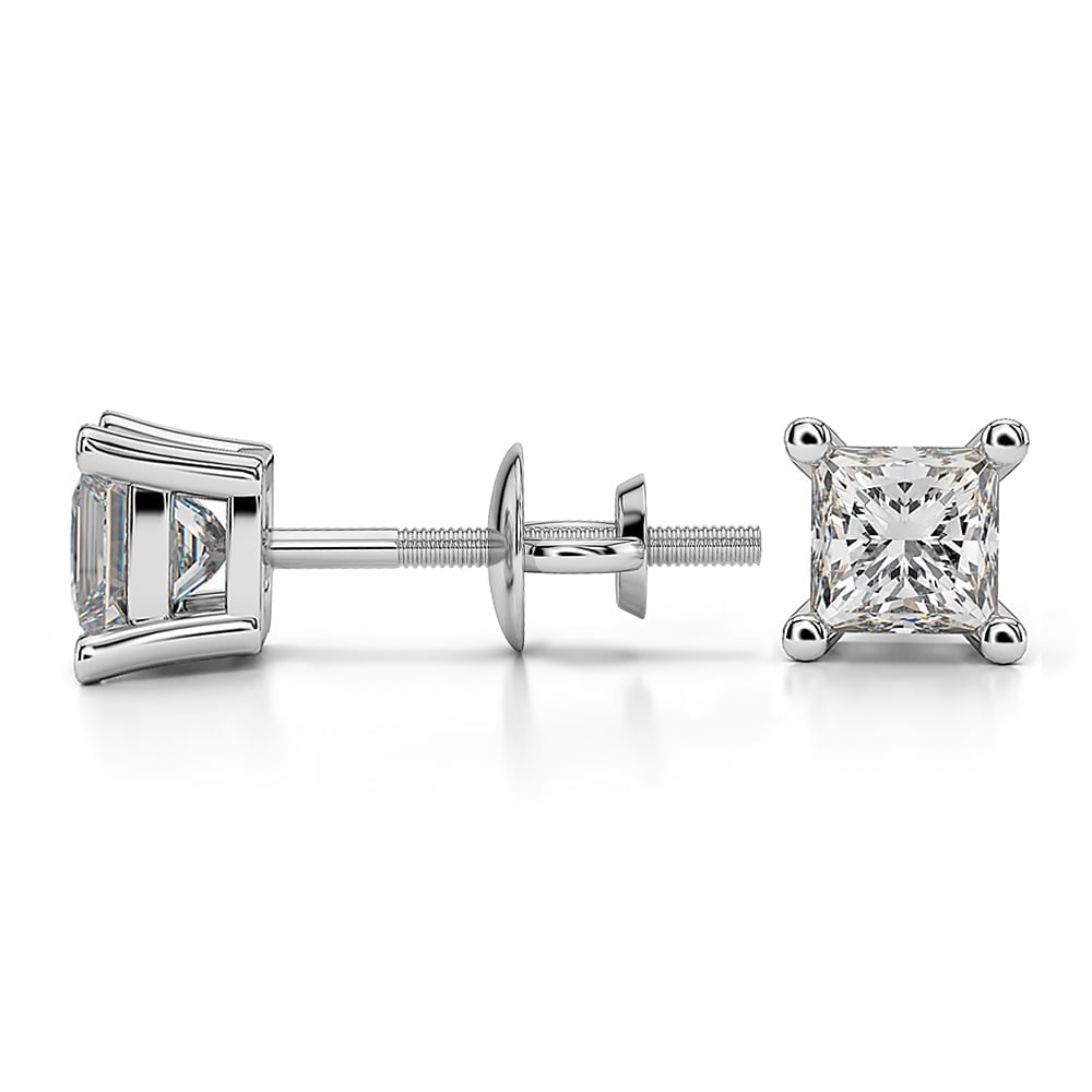 3/4 Ctw Princess Diamond Stud Earrings In White Gold - Value Collection | 03
