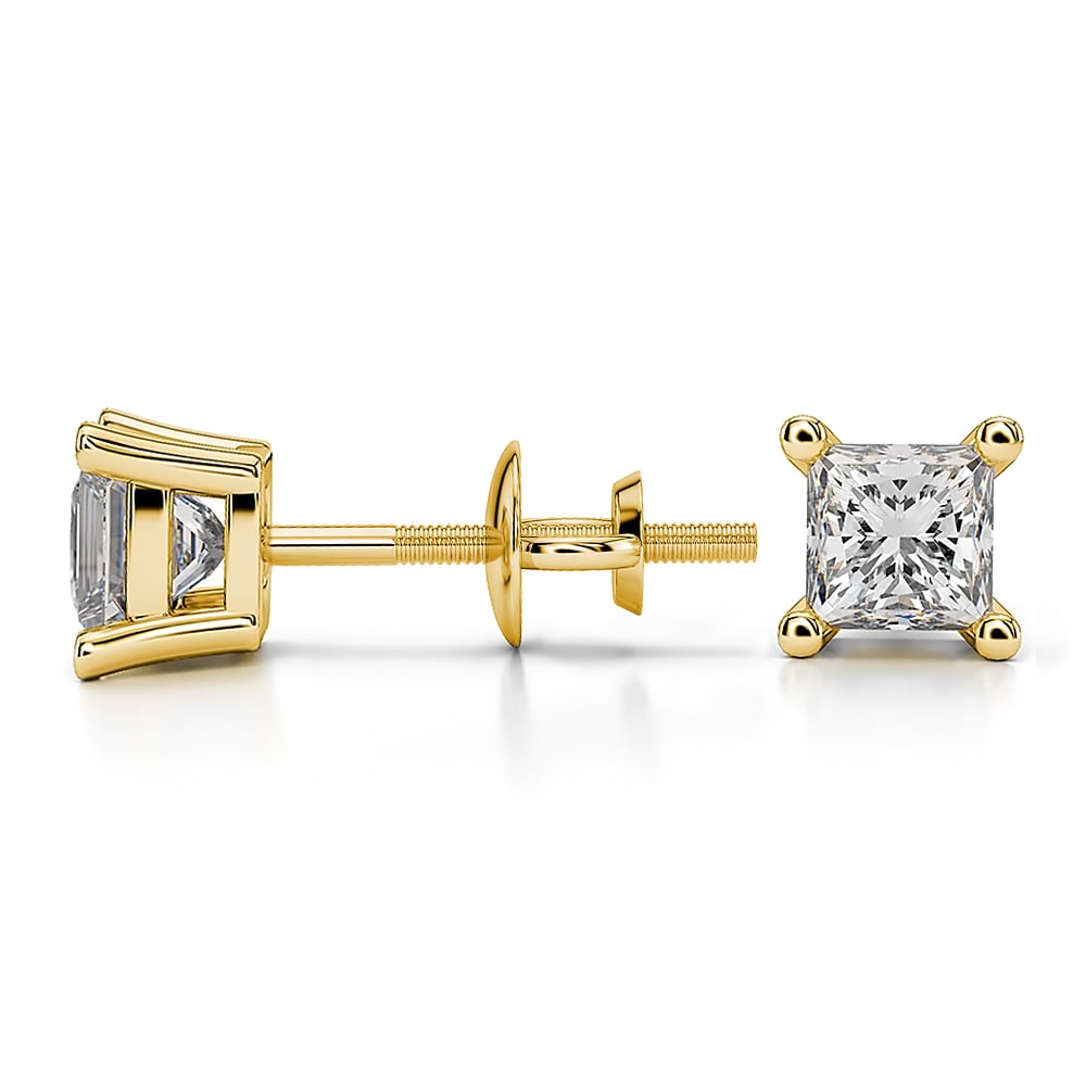 3/4 Ctw Princess Diamond Stud Earrings In Gold - Value Collection | 03