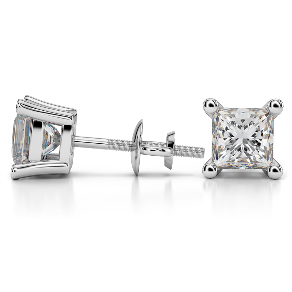 4 Ctw Princess Diamond Stud Earrings In Platinum - Value Collection | 03