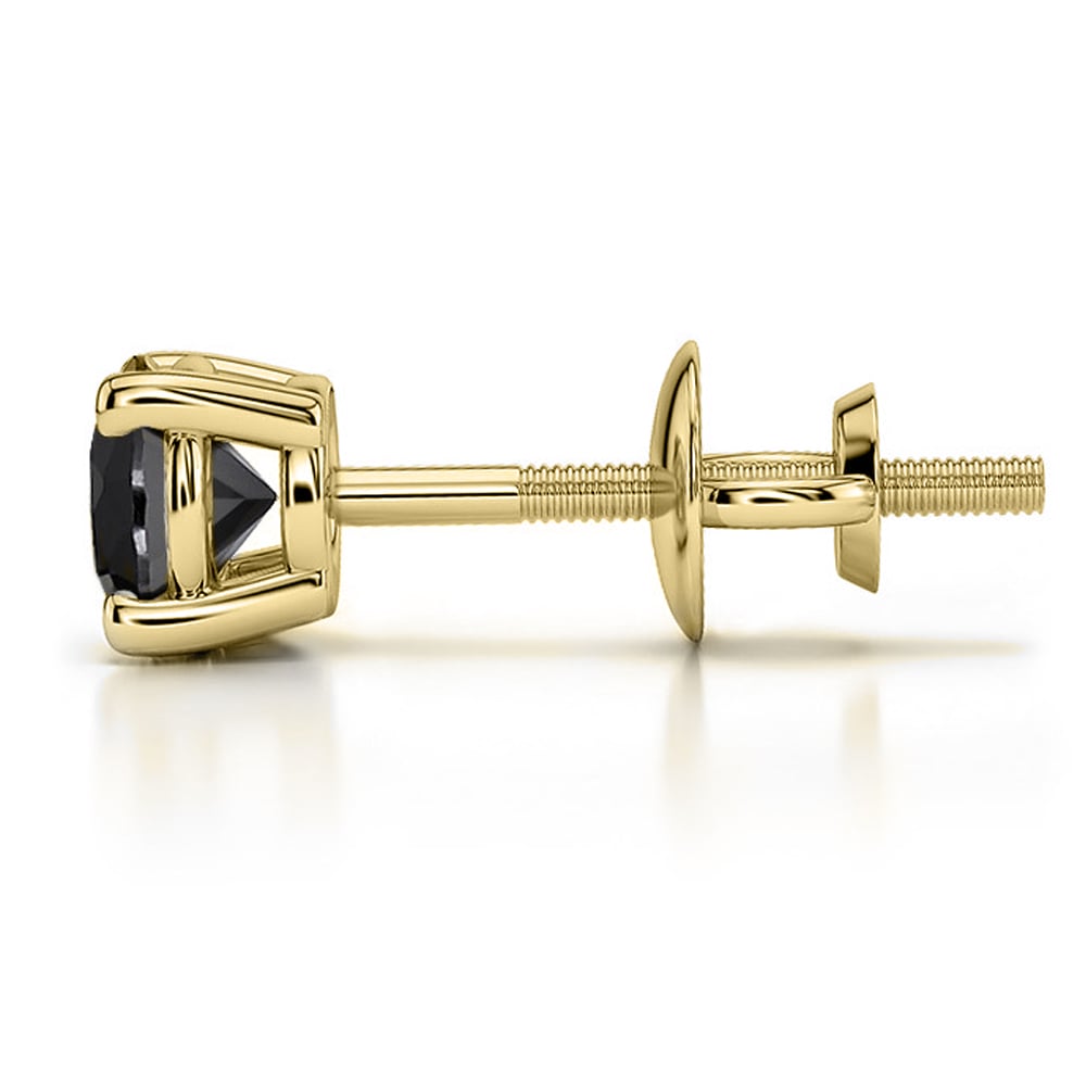 Single Black Diamond Gold Stud Earring (1/2 Ctw) | 03