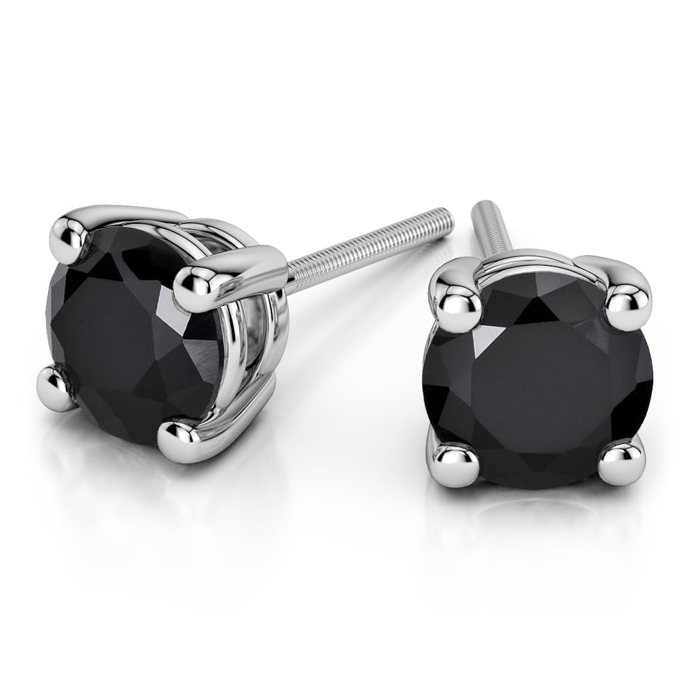 Round Black Diamond Stud Earrings in Platinum (1 1/2 ctw) | 01