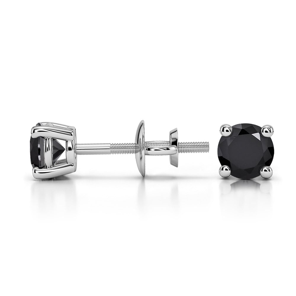 Round Black Diamond Stud Earrings in Platinum (1/2 ctw) | 03