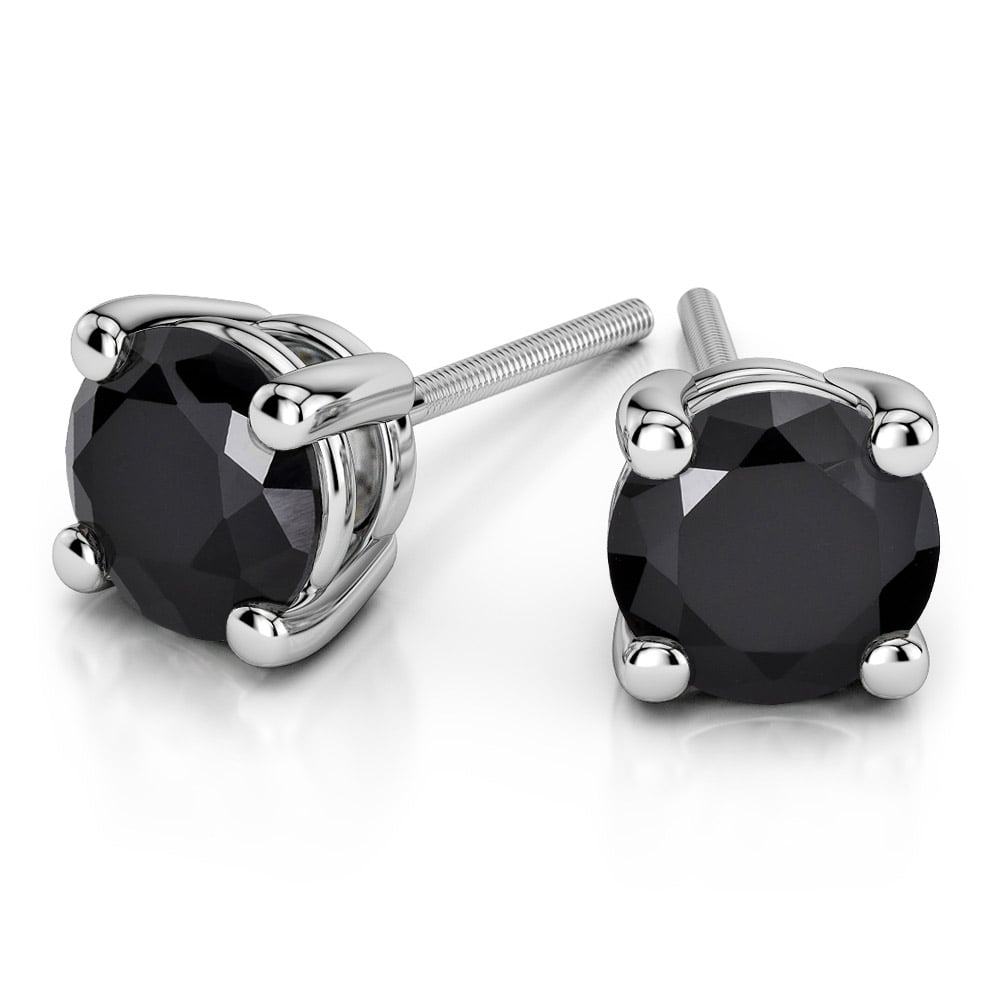 Round Black Diamond Stud Earrings in Platinum (2 ctw) | 01