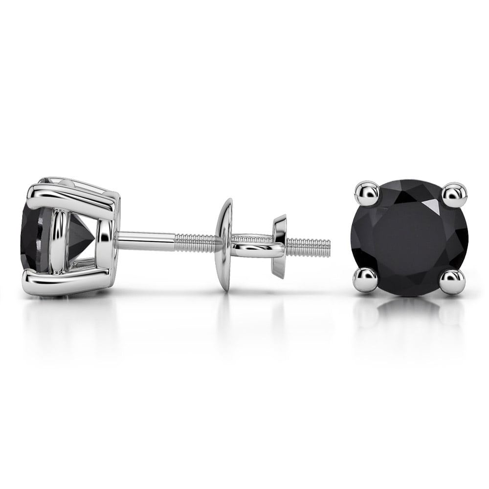 Round Black Diamond Stud Earrings in Platinum (3 ctw) | 03