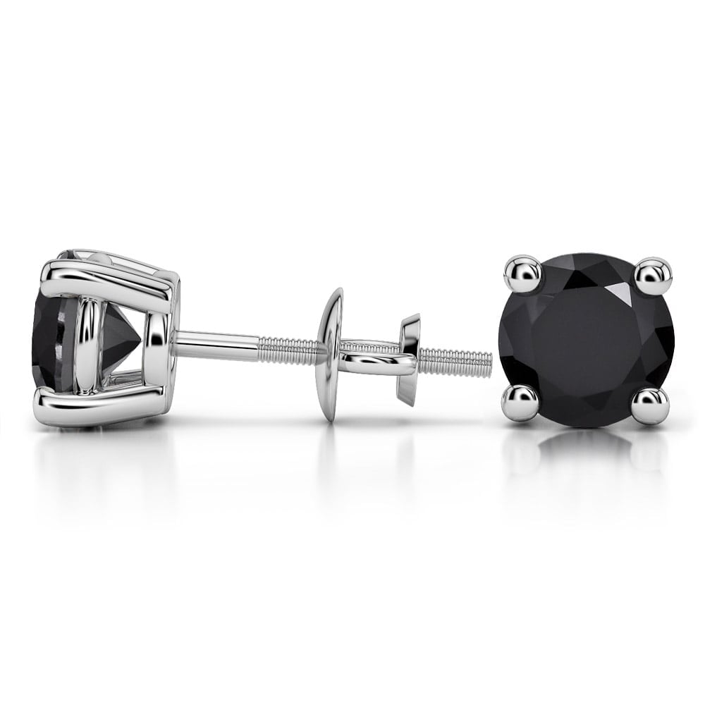 Round Black Diamond Stud Earrings in Platinum (4 ctw) | 03