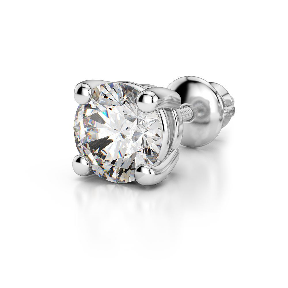 Round Diamond Single Stud Earring In White Gold (1/4 Ctw) - Value Collection | 04
