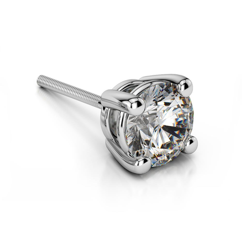 Round Diamond Single Stud Earring In White Gold (3/8 Ctw) - Value Collection | 01