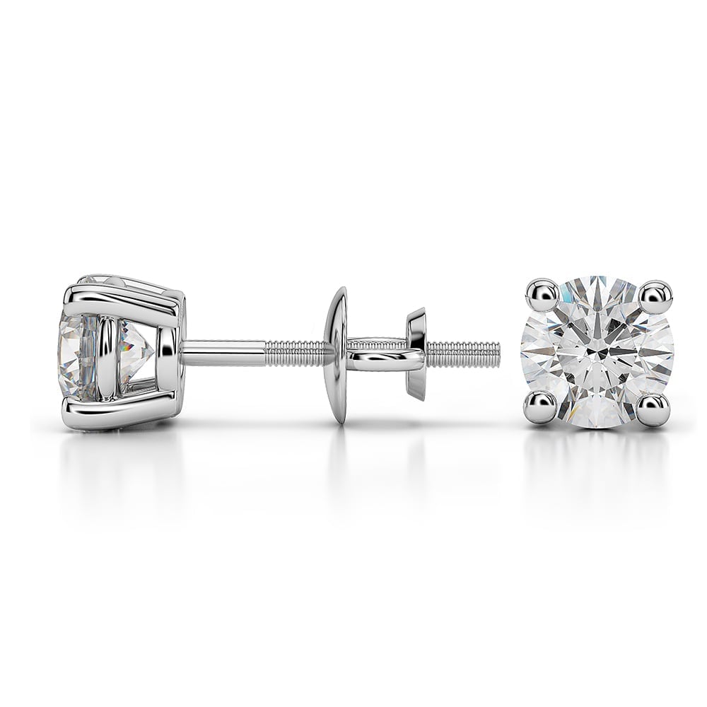 Platinum Diamond Stud Earrings (1 Ctw) | 03