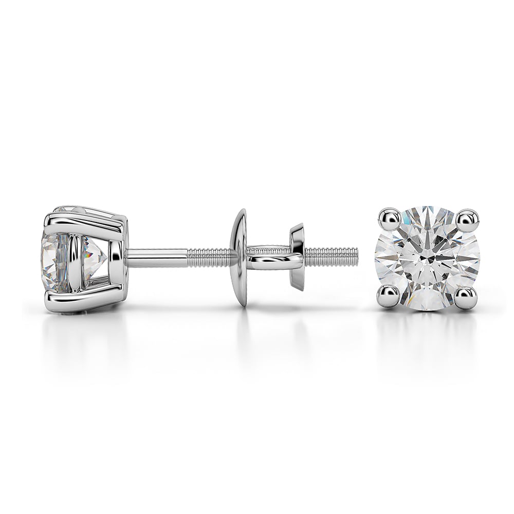 Platinum Round Diamond Stud Earrings (3/4 Ctw) | 03