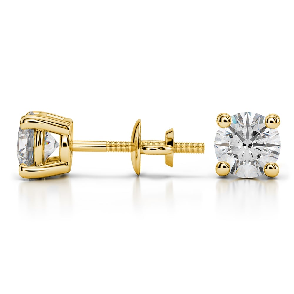 Round Gold Diamond Stud Earrings (1 1/2 Ctw) - Value Collection | 03