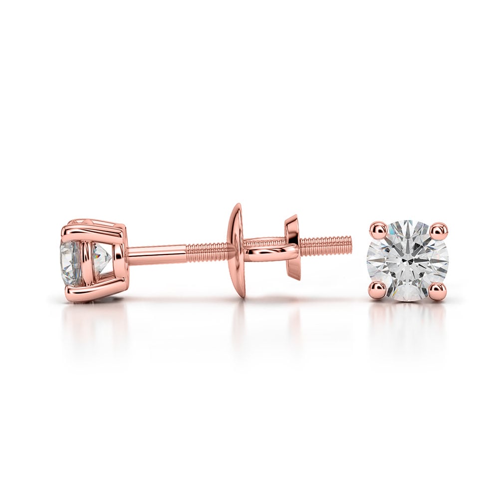 Round Diamond Stud Earrings in Rose Gold (1/4 ctw) - Value Collection | 03