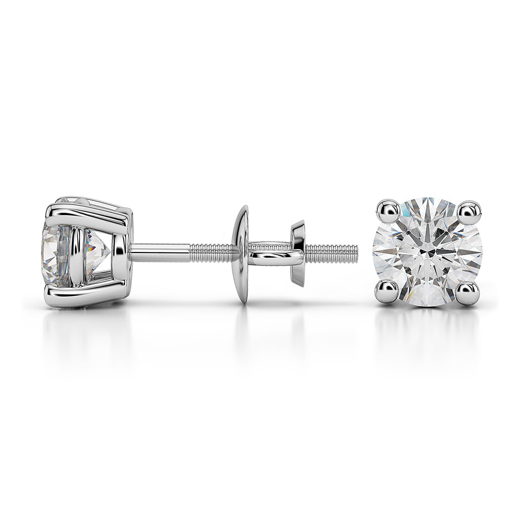 Platinum Diamond Stud Earrings (1 Ctw) - Value Collection | 03