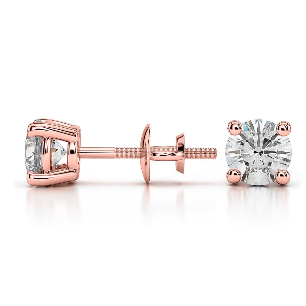 1/2 Carat Diamond Stud Earrings In Rose Gold - Value Collection | 03
