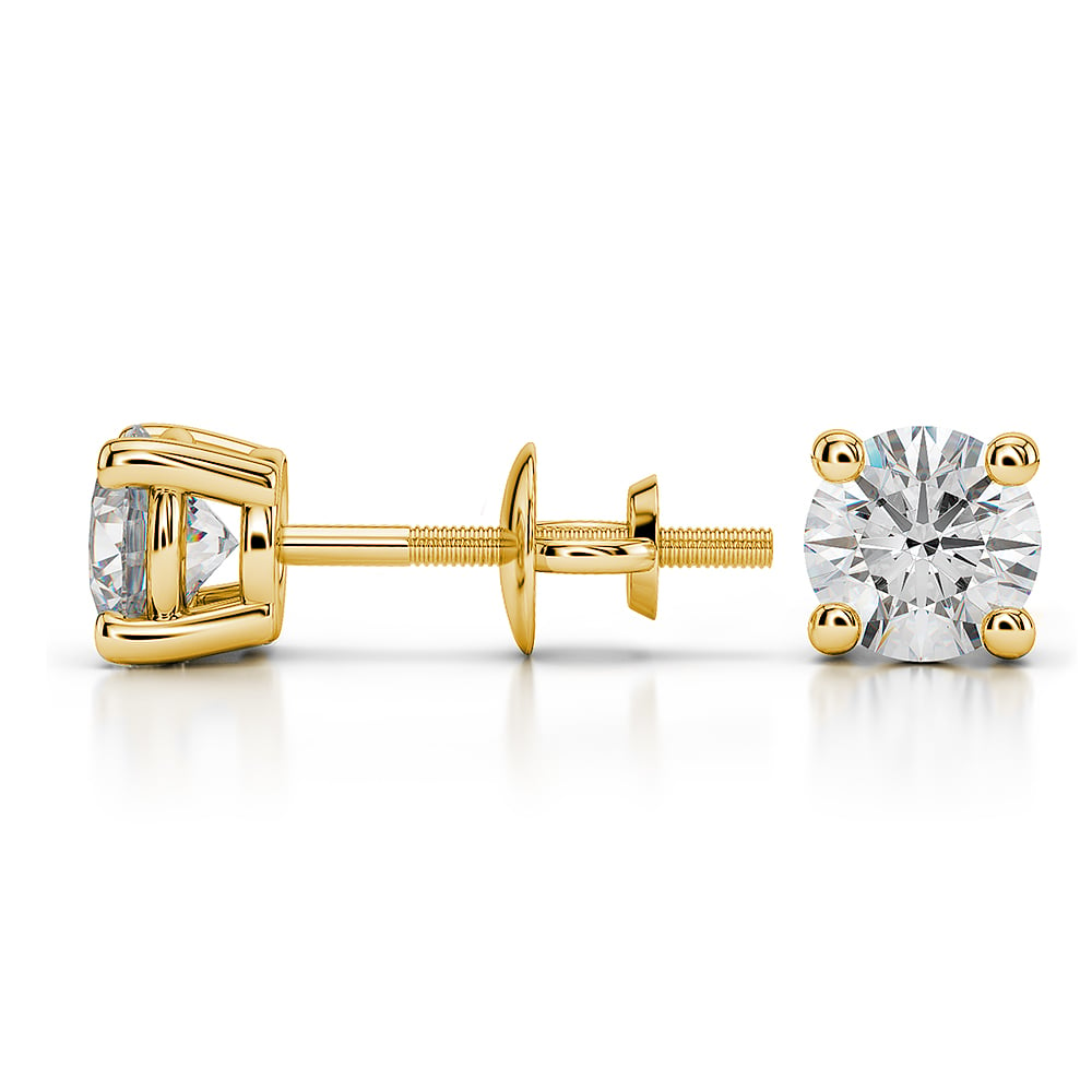 Gold Diamond Stud Earrings (1 Ctw) - Value Collection | 03