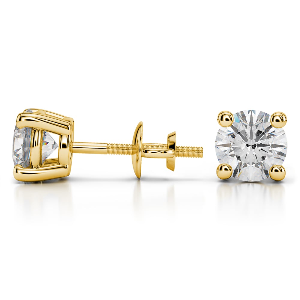 3 Ctw Round Diamond Stud Earrings In Yellow Gold - Value Collection | 03