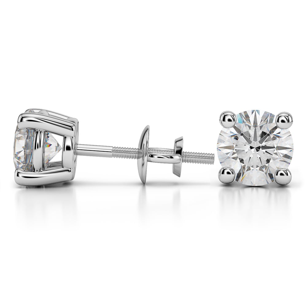 4 Ctw Round Diamond Stud Earrings In White Gold - Value Collection | 03