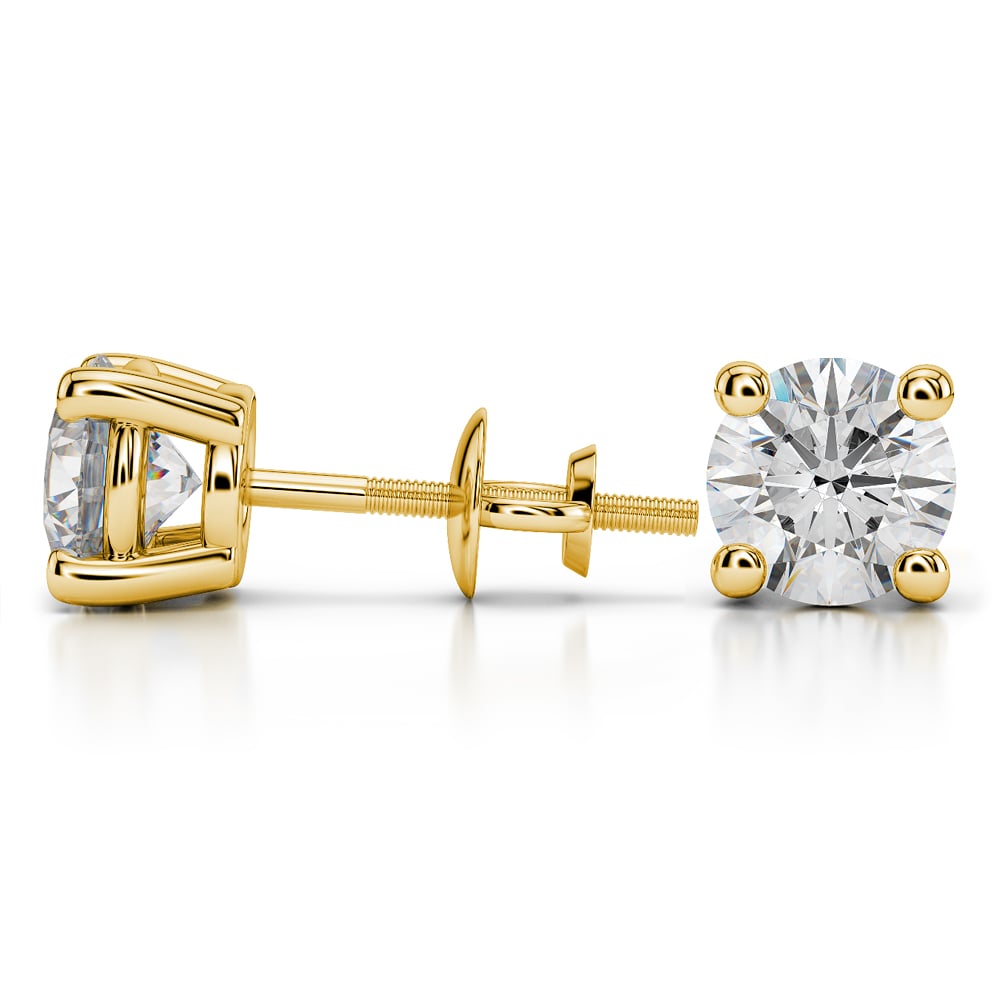 4 Ctw Round Diamond Stud Earrings In Gold - Value Collection | 03