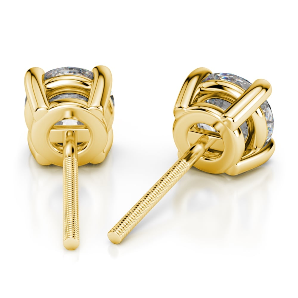 Round Diamond Solitaire Earrings In Yellow Gold (1/4 Ctw) | 02