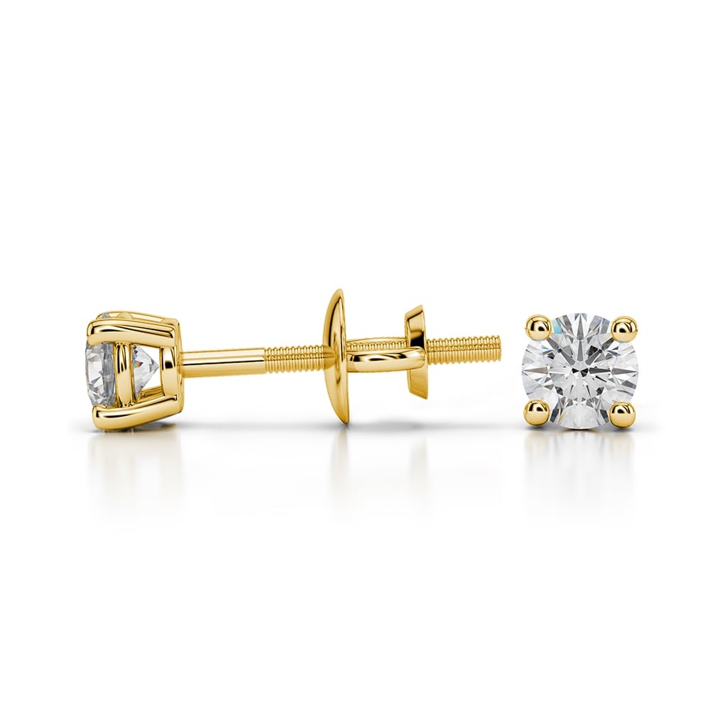 Round Diamond Solitaire Earrings In Yellow Gold (1/4 Ctw) | 03
