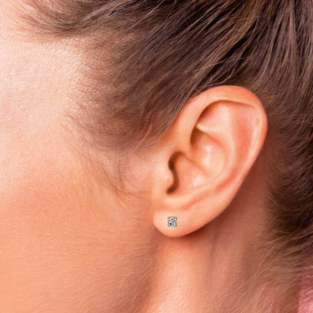 Single Round Moissanite Stud Earring In White Gold (4.5 mm) | 05