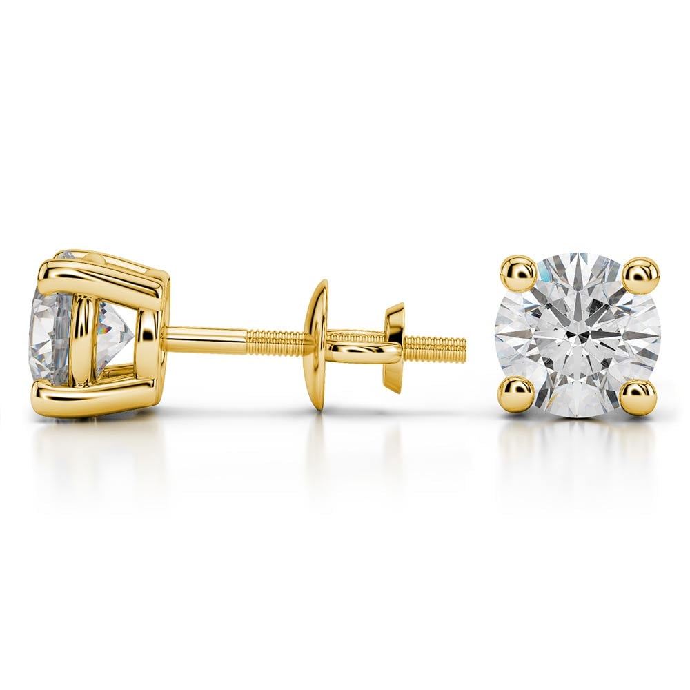 7.5 mm Moissanite Round Earrings In Yellow Gold | 03