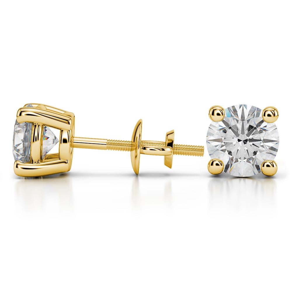 8 mm Moissanite Round Earrings In Yellow Gold | 03