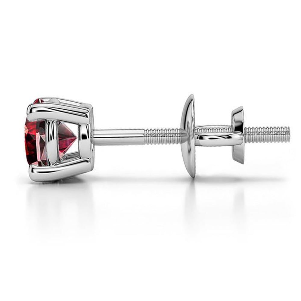 Real Ruby Stud Earring In White Gold (4.5mm) | 03