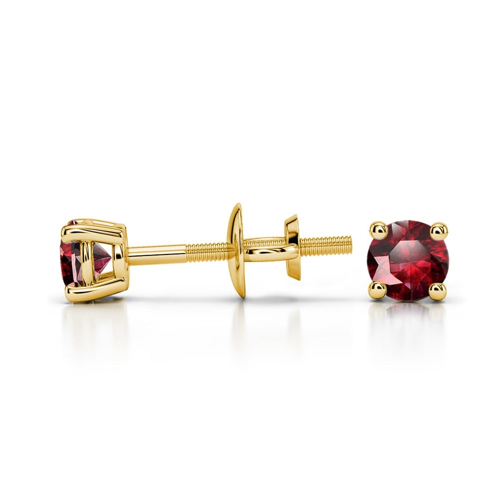 Ruby Stud Earrings In Gold (3.2 Mm) | 03