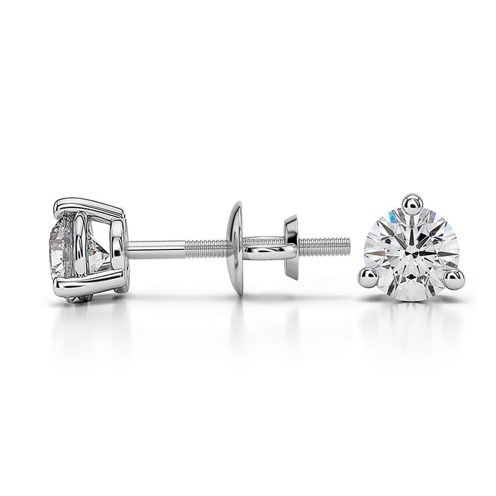 3 Prong Diamond Stud Earrings In Platinum (1/2 Ctw) | 03