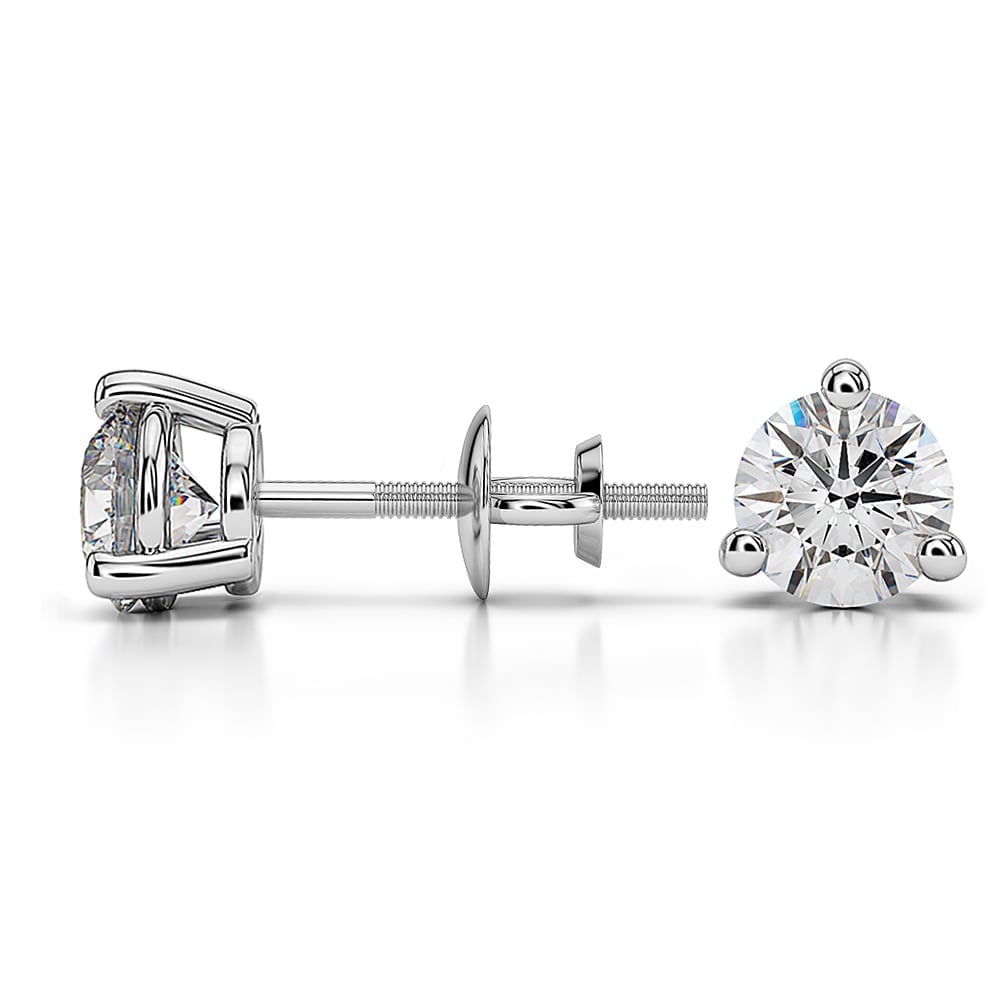 3 Prong Diamond Stud Earrings In Platinum (1 Ctw) | 03