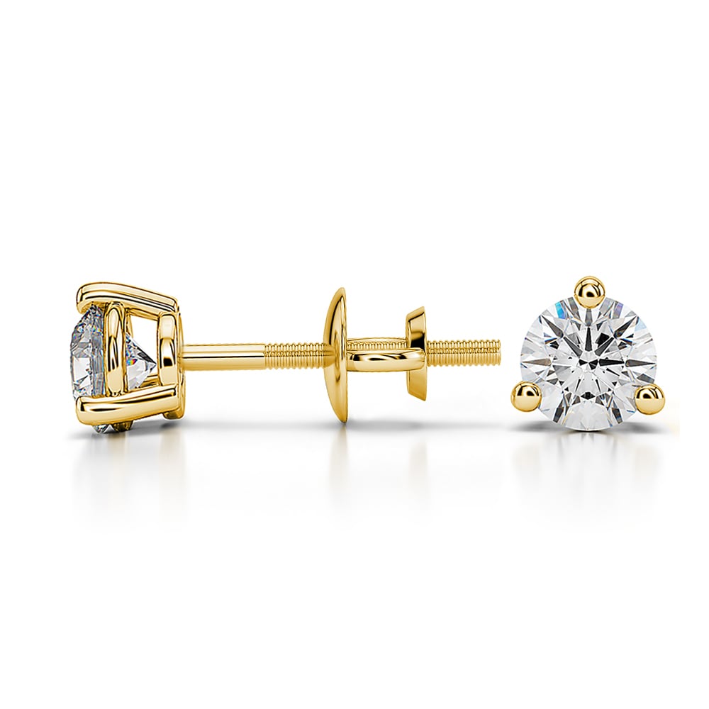 3 Prong Diamond Stud Earrings In Gold (1/2 Ctw) | 03