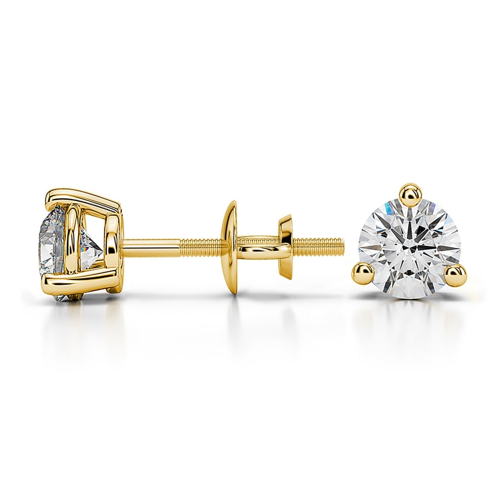 3 Prong Diamond Stud Earrings In Gold (3/4 Ctw) | 03