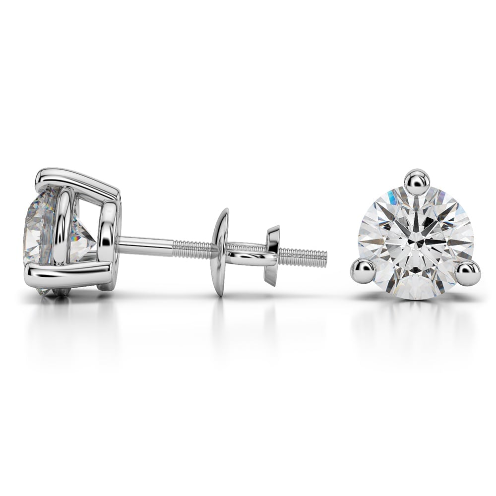 Three Prong Earring Settings In Platinum (Round Diamonds) | 03